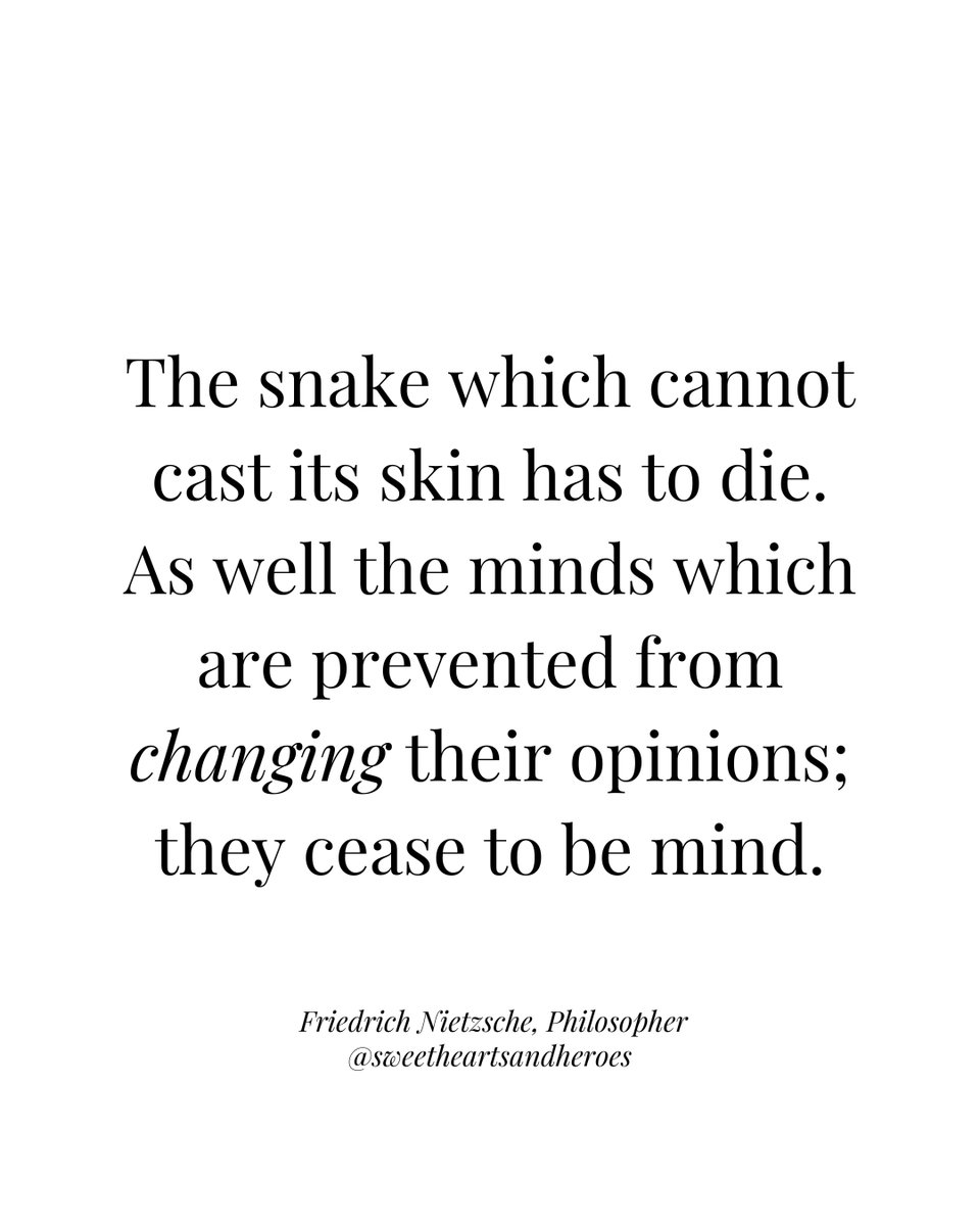 SweetheartHero's tweet photo. #quoteoftheday How can an unwillingness to change one's opinions and perspectives be akin to a snake's inability to shed its skin - a condition that leads to stagnation and decay?
#quotesdaily #quotesgram #quotepage #quoteoftheweek #quotestoliveby #quotepages https://t.co/lV0x9TYBJz