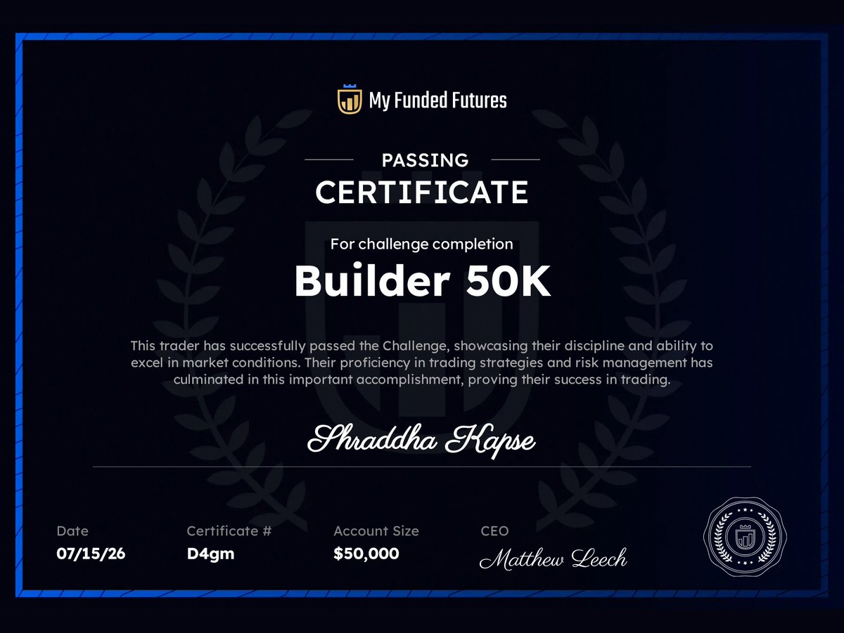 YashK7038's tweet photo. Passed my @MyFundedFutures builder acc from last 90-100$ 💲no full port just steady setups and proper risk management ( I know i fu*ked up in starting) https://t.co/2lHWsDK07a