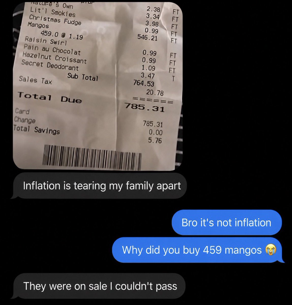 15x0xx's tweet photo. this is not inflation,this is lack of self-control😭 https://t.co/EWFPNPCodZ