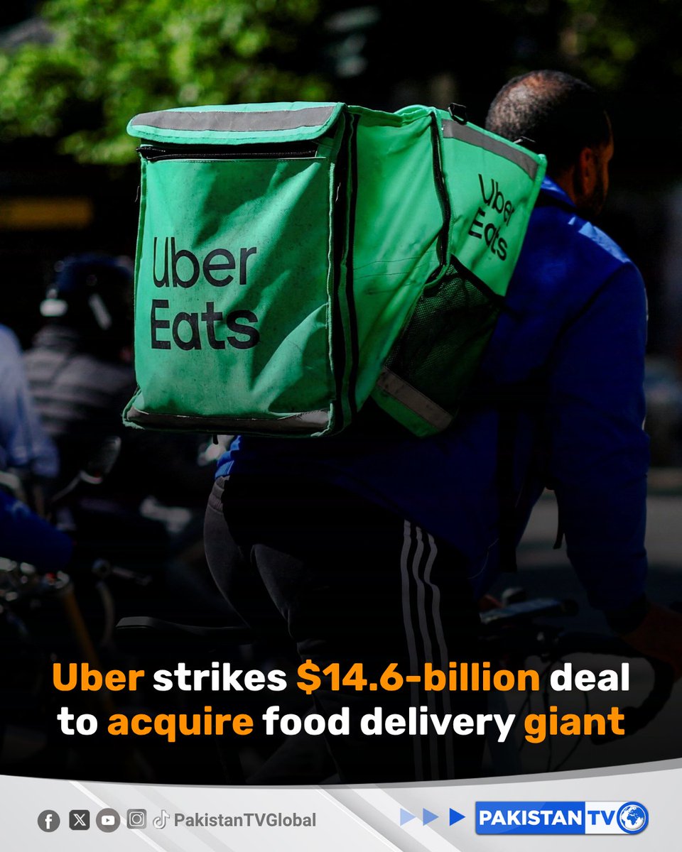 PakTVGlobal's tweet photo. Uber has agreed a €12.7 billion ($14.6 billion) takeover of Germany’s Delivery Hero, creating a global delivery powerhouse operating across 99 markets. The deal is expected to face regulatory scrutiny over competition concerns.

#Uber #DeliveryHero #BusinessNews #GlobalEconomy #PakistanTV