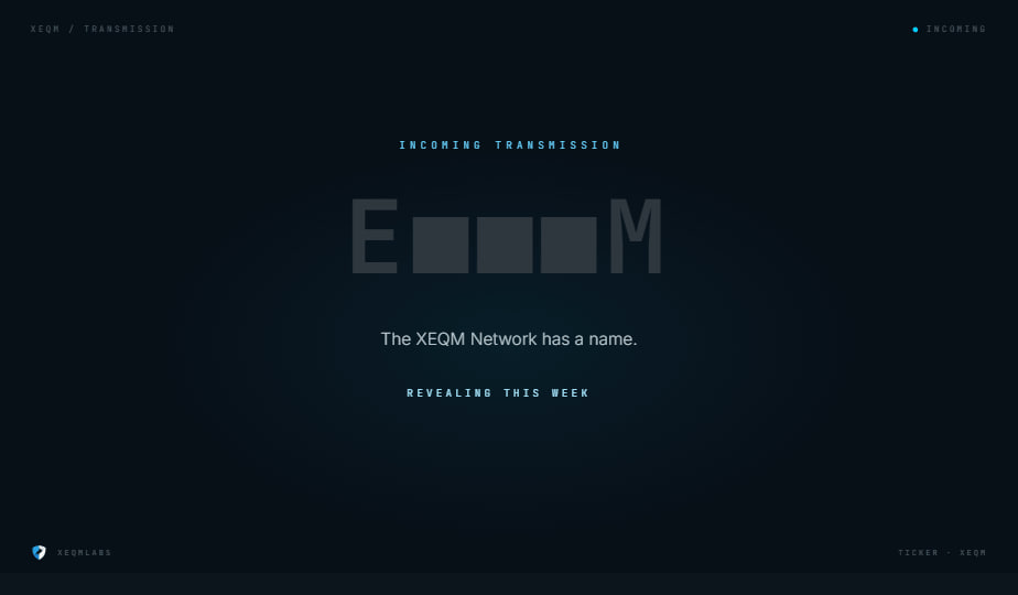 ExiomXEQM's tweet photo. $XEQM is the ticker.

This week it gets a name to build around.

The brand. The vision. The private service node network that powers it all.

The evolution continues. https://t.co/0Vs0rxQKoL