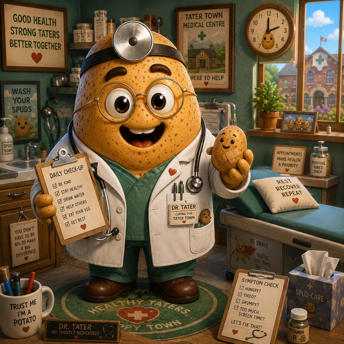 TatsOutNFT's tweet photo. 🩺 Meet Founder #007 – Doctor Tater 🥔

Kindness is the best medicine.

Doctor Tater cares for every resident of Tater Town with compassion, comfort and a friendly smile.

One of only 25 Genesis Founders.

🏘️ Welcome home.

🔗 https://t.co/Sa9yWoukMP
#nftart #opensea #nft https://t.co/B03oSiTC6a