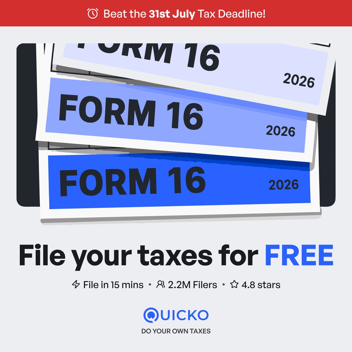 Quicko_official's tweet photo. Income from salary? Don’t forget to file your taxes before the deadline. Missing deadlines can lead to penalties and interest