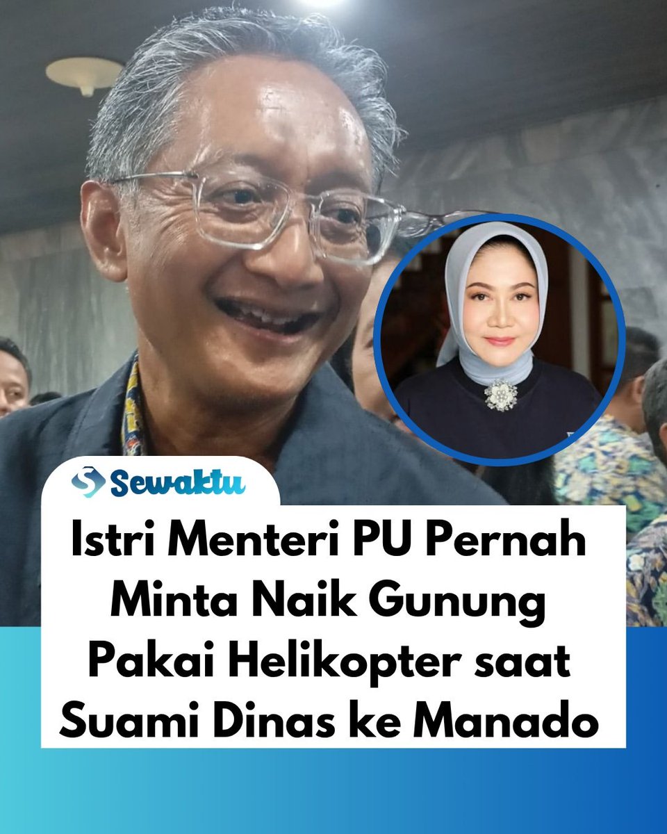 indepenSumatera's tweet photo. ISTRI MENTERI MINTA HELIKOPTER & PERLAKUAN KHUSUS? KELAKUAN PEJABAT LAGI? 🚁💅

Nama Irma Hermawati, istri Menteri PU, lagi ramai di medsos. Dinarasikan pas mendampingi suami dinas ke Manado, beliau diduga minta fasilitas helikopter buat ke gunung, plus minta perlakuan super khusus sampai urusan perlengkapan makan. 

Sampai sekarang, pihak Kementerian PU maupun yang bersangkutan masih bungkam tanpa klarifikasi. 

Fasilitas negara itu dibiayai uang pajak rakyat, bukan buat gaya-gayaan atau memanjakan keluarga pejabat! Kalau memang info ini benar, publik berhak menuntut pertanggungjawaban. Kalau salah, ya silakan klarifikasi, jangan malah diam seribu bahasa.

Gimana menurut kelen, wak? Istri pejabat zaman sekarang emang hobi flexing fasilitas negara atau gimana? 👇