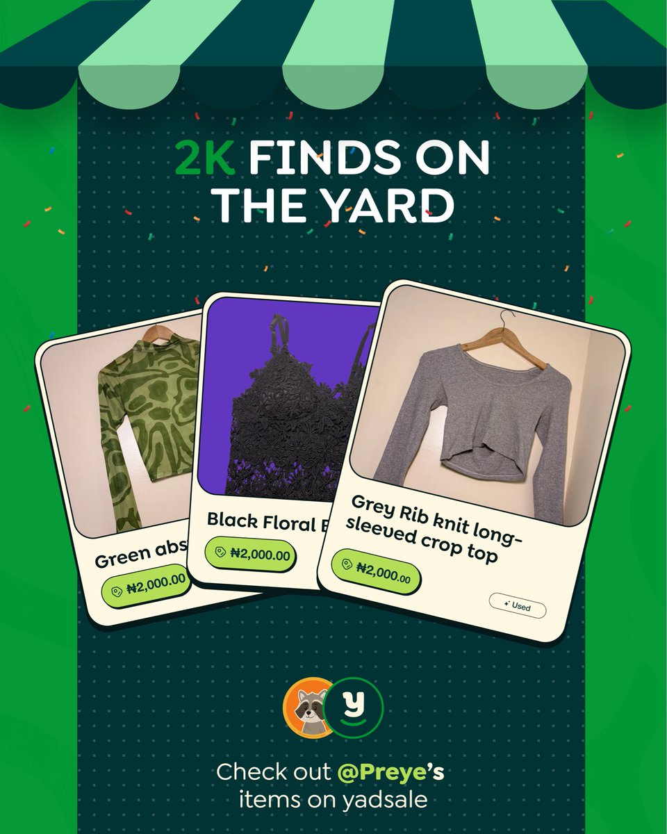 yadsale's tweet photo. POV: You opened Yadsale and found your next outfit for just ₦2,000. 😮‍💨

Shop Preye’s listings before someone else does. https://t.co/5KbBZj7ISV