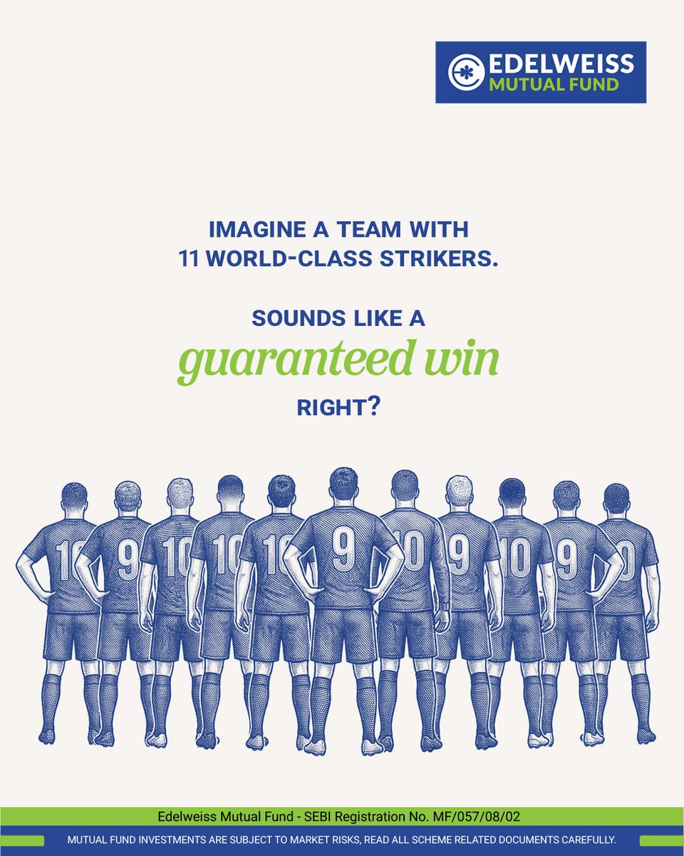 EdelweissMF's tweet photo. As football's biggest match approaches, one lesson stands out:
The best teams don't rely on just one player.

Winning takes balance.
So does investing.

#StayInvested

#Edelweiss #EdelweissMutualFund https://t.co/RXEVYJHvKX
