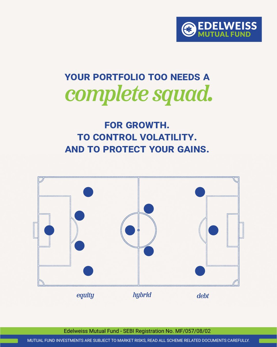 EdelweissMF's tweet photo. As football's biggest match approaches, one lesson stands out:
The best teams don't rely on just one player.

Winning takes balance.
So does investing.

#StayInvested

#Edelweiss #EdelweissMutualFund https://t.co/RXEVYJHvKX