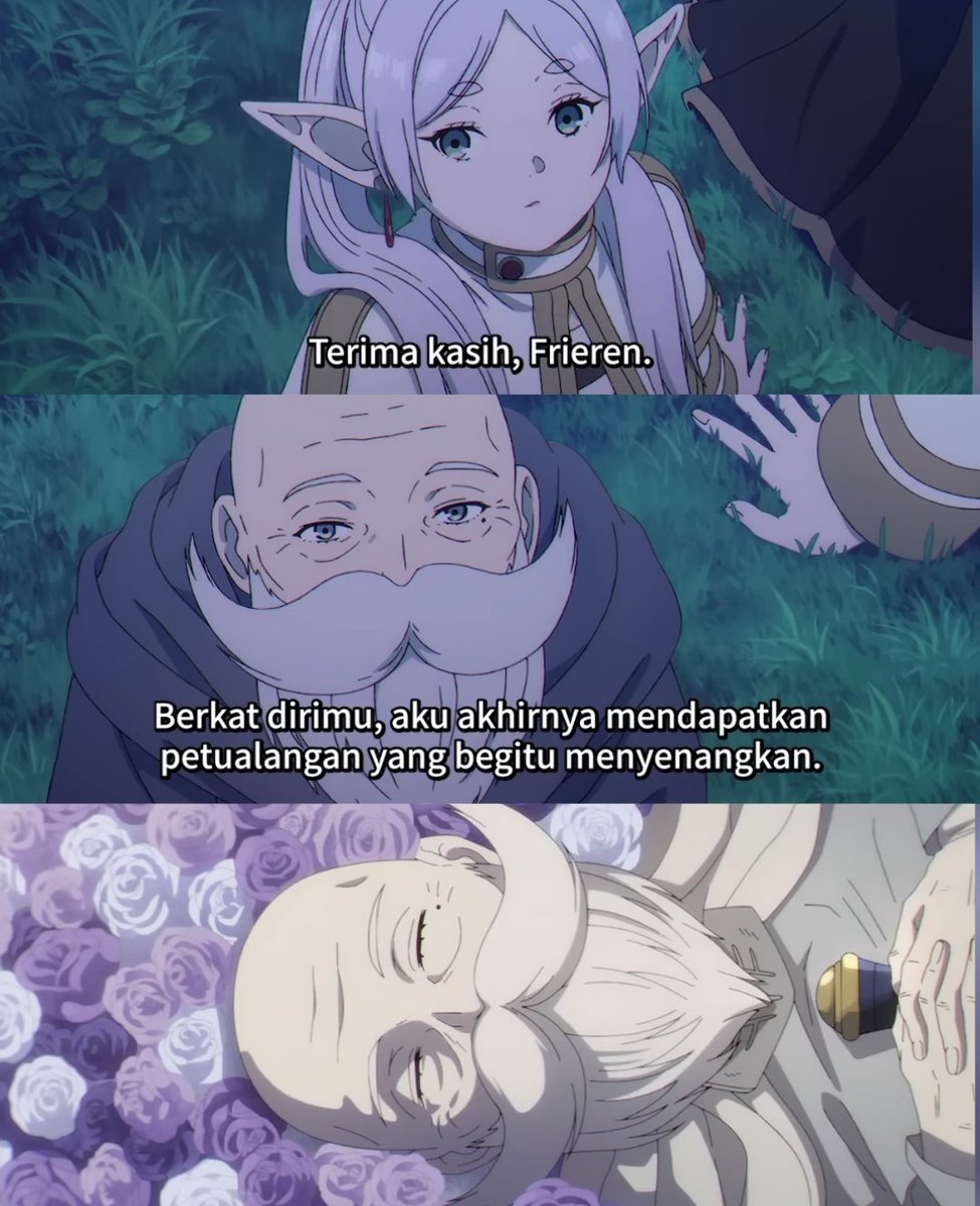 _furiren's tweet photo. Date paling romantis tuh dating after mengalahkan raja iblis, liat hujan meteor yang seindah itu, yang muncul setiap 50 tahun sekali bareng ayang. 

Nggak lama setelah ngedate meninggal. https://t.co/FtjSkyXdsu