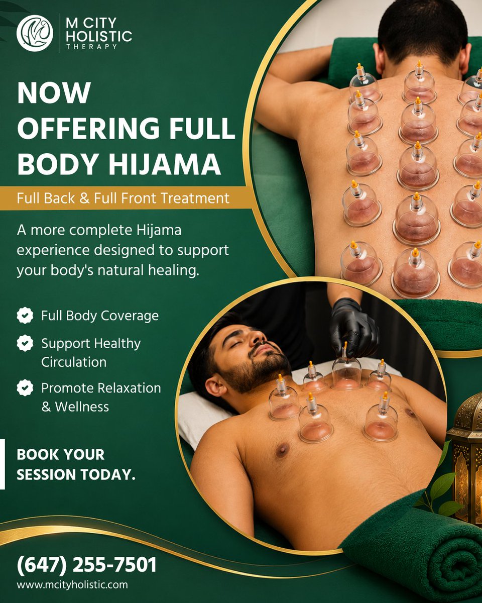 mcityholistic's tweet photo. Your body works hard every day; it deserves complete care and attention.

#Acupuncture #NaturalTherapy #Cupping #Therapy #Hijama #MCityHolistic #Mississauga #Brampton #Toronto #Health #Wellness #Healing #Wellbeing #HealthTips https://t.co/CGyNAileKK