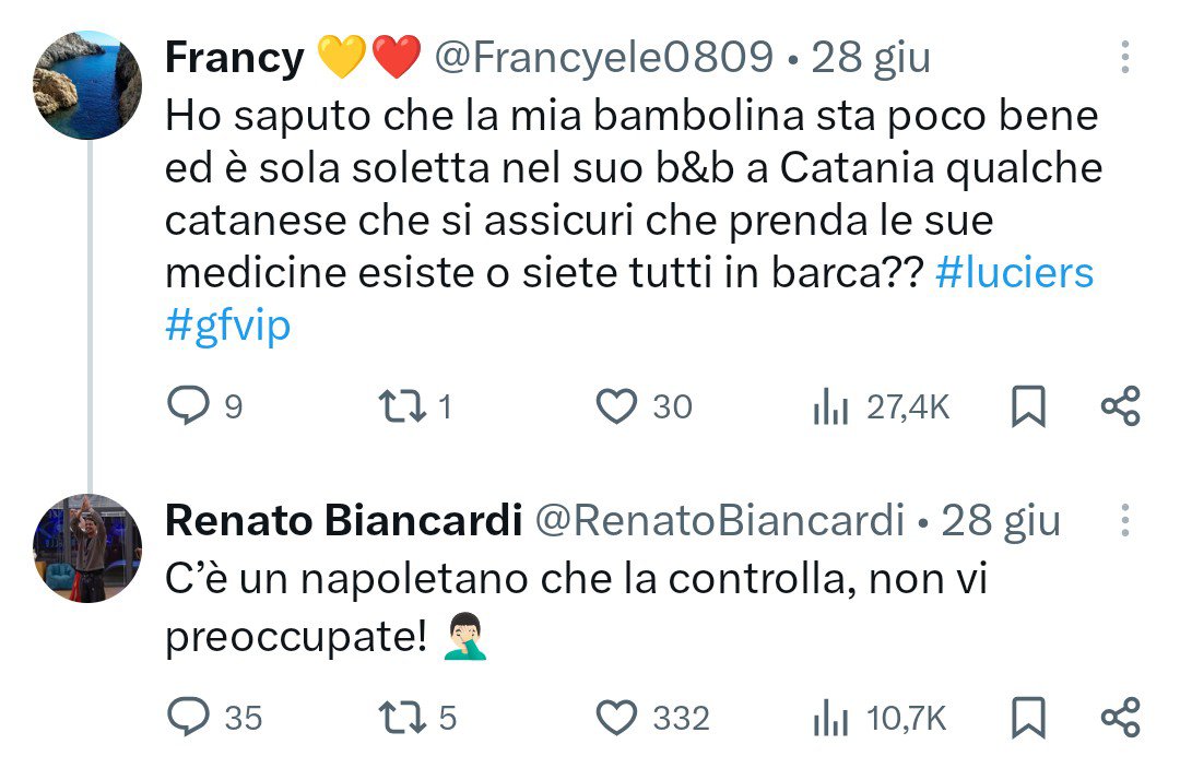 Francyele0809's tweet photo. Lo avevo detto io che serviva qualche catanese ahahhahaha #gfvip https://t.co/YBj0uwxsXM