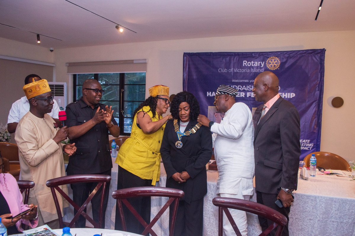 Rcvi22's tweet photo. The event featured the formal handover of leadership from Immediate Past President, Rotarian Olisa Ebigwei, to President Rotarian Gertrude Onyewuche, who now leads the club under Rotary International's 2026–2027 theme, "Create Lasting Impact." https://t.co/gnTnF4ER5n