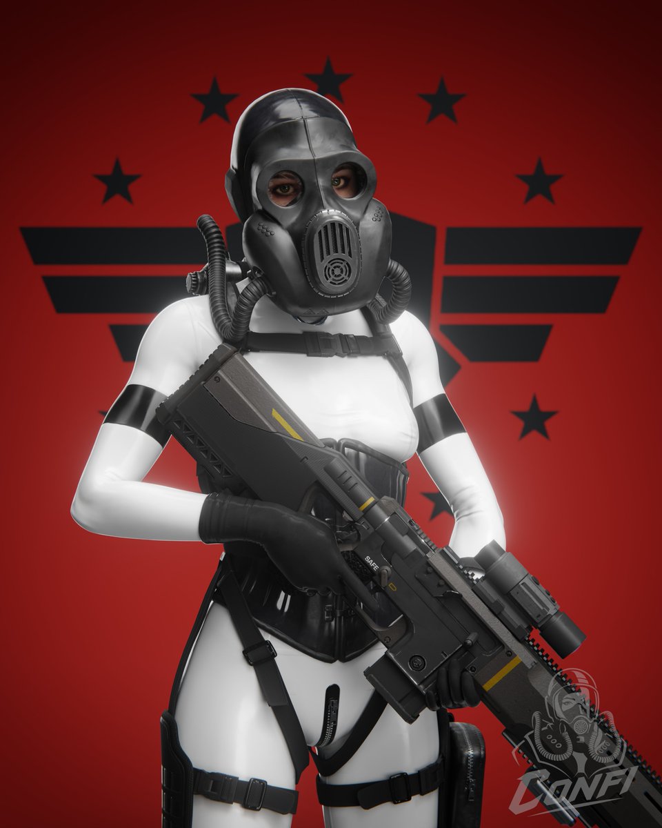 confi_art's tweet photo. fighting the cyborgs on Marfak? better bring that stealth armor slap the white catsuit on it and pray they dont see you 

try the Helldivers mod here https://t.co/wt0DwuKxAf

#latex #gasmask #catsuit #latexcosplay  #3dart https://t.co/QzCG6BiwRq