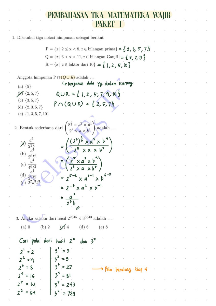 bloomofarunika's tweet photo. Pembahasan TKA SMA matematika wajib paket 1. Maaf beberapa ada yang jawabannya ngga ada di pilihan yaa, feel free to correct atau kalau mau tanya bisa reply aja.
https://t.co/bu9JCst191
#tka #studytwt #matematika #tkasma https://t.co/8opYlmwiC2