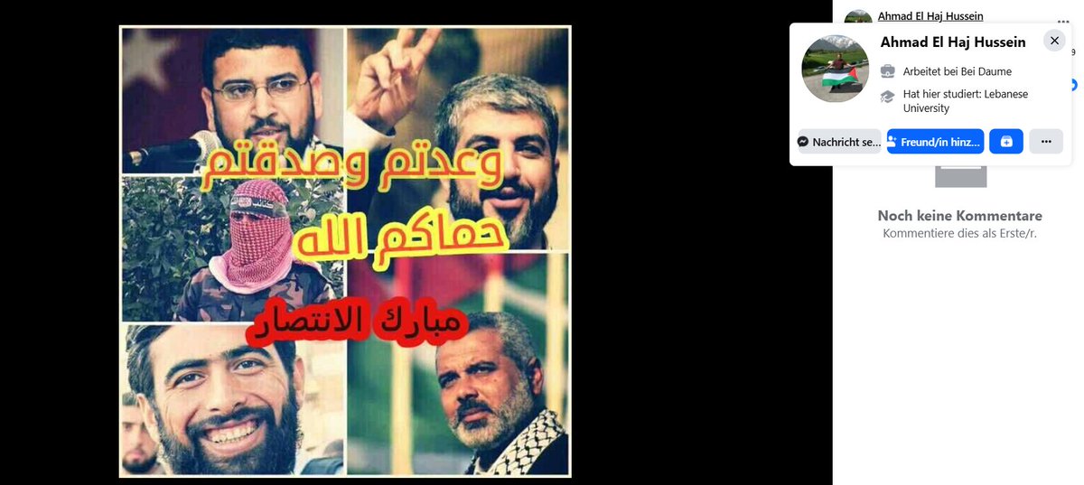 Waronterrorsoc1's tweet photo. Hier sieht man noch die Hamaspropganda verbreitet auf Facebook von Ahmad el Haj Hussein. Zum Thema Hamas in Deutschland/Berlin. https://t.co/z2nFIdayPU