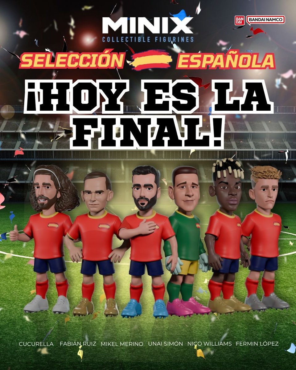 Bandai_es's tweet photo. ⚽🇪🇸 ¡Hoy es el gran día!
La final del Mundial ya está aquí y esta noche la Selección Española luchará por hacer historia frente a Argentina. 🏆🔥
Mientras esperamos el pitido inicial, prepara tu alineación con las figuras #MINIX de la Selección Española y vive cada minuto del partido con tus jugadores favoritos.
❤️ Hoy más que nunca... ¡todos con España!
👇 Deja en comentarios un mensaje de ánimo para la Selección y llenemos este post de fuerza antes de la final.
¡VAMOS, ESPAÑA! 🇪🇸💪
#MINIX #SeleccionEspañola #España #FinalMundial #WorldCup2026 #VamosEspaña