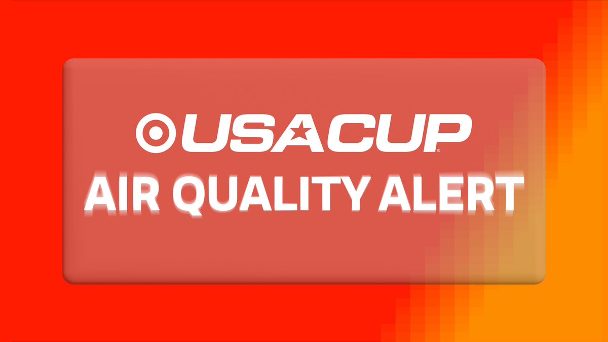 usacupsoccer's tweet photo. Target USA CUP Weather Update | Thurs., July 16 | 7:30 AM
Black Flag remains in effect due to historic AQI levels. Next update: 9:30 a.m. Games will begin no earlier than 11 a.m. if conditions improve, starting with the originally scheduled 7 a.m. games. https://t.co/ErDpGgZxsK