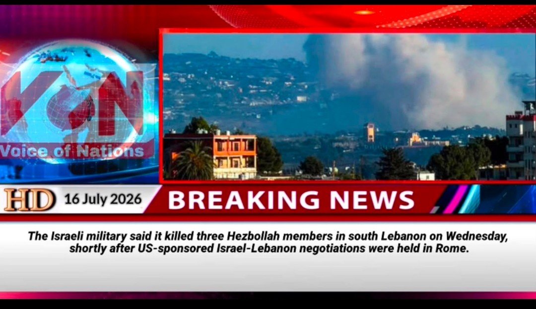 VoiceOfNations7's tweet photo. The Israeli military said it killed three Hezbollah members in south Lebanon on Wednesday, shortly after US-sponsored Israel-Lebanon negotiations were held in Rome.
#VoiceOfNations https://t.co/SwcIqv9DgP