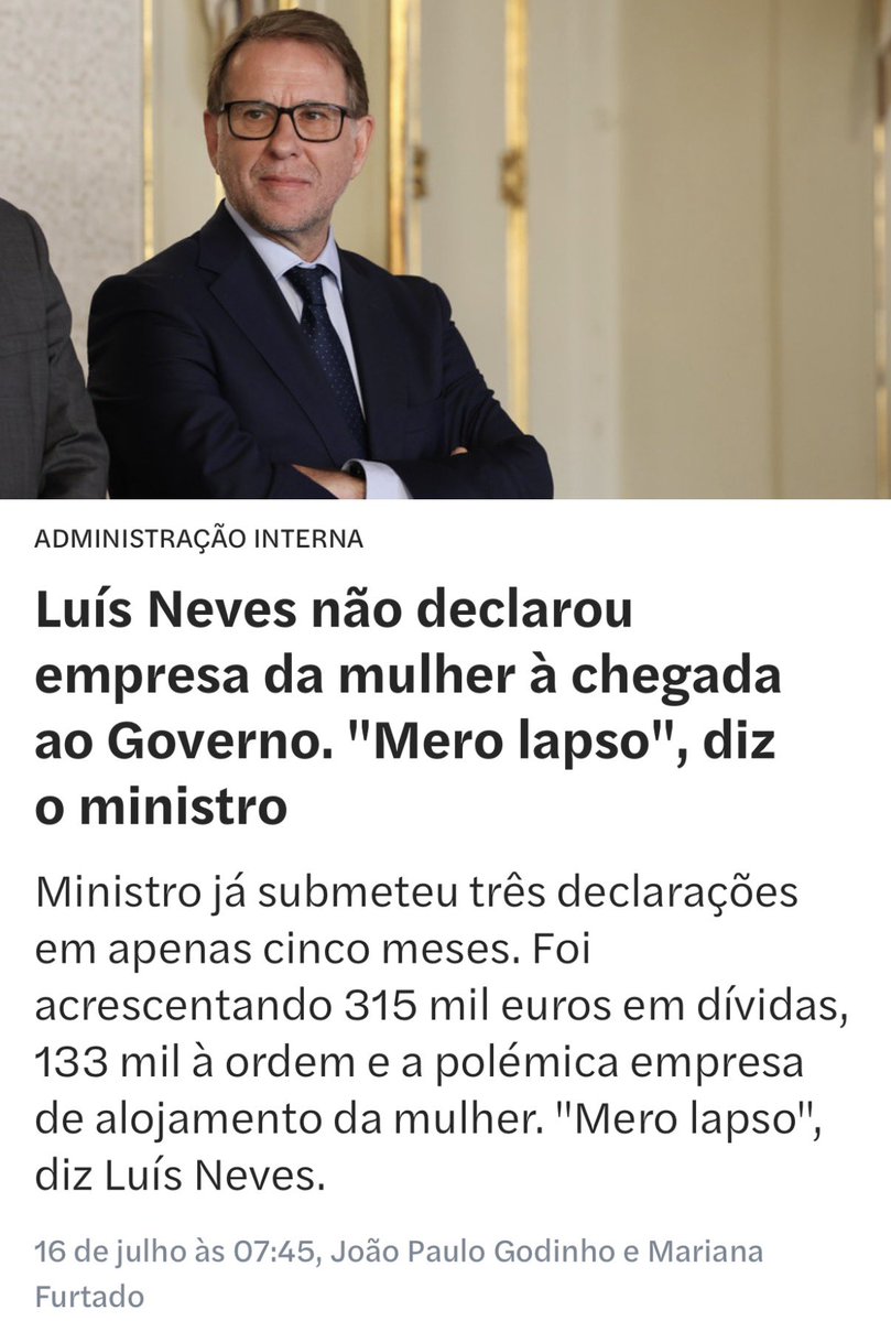 Pedro_Frazao_'s tweet photo. Hoje é “não sabia”. Amanhã é “esqueceu-se”. Depois é “foi um lapso”. E, quando isso não chega, a empresa aparece em nome da mulher, do filho ou de um amigo.

A Spinumviva 2.0 já tem manual de instruções: quando há perguntas incómodas, a culpa é sempre da memória, do acaso ou de terceiros.

Os portugueses já conhecem este filme...

#Transparência #Política #Portugal #CHEGA