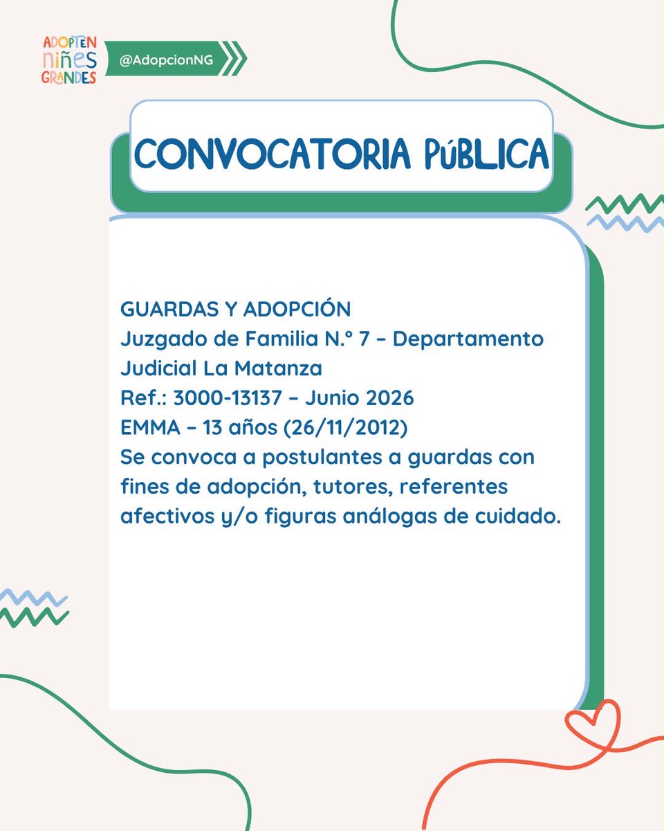 AdopcionNG's tweet photo. Emma tiene 13 años. Es una adolescente cariñosa, dedicada y con muy buen desempeño escolar. Le gusta patinar, hacer actividades manuales y participar en la parroquia de su barrio. Es fundamental preservar el vínculo con sus tres hermanos. Hoy espera una familia. https://t.co/fn6JWbSv2m