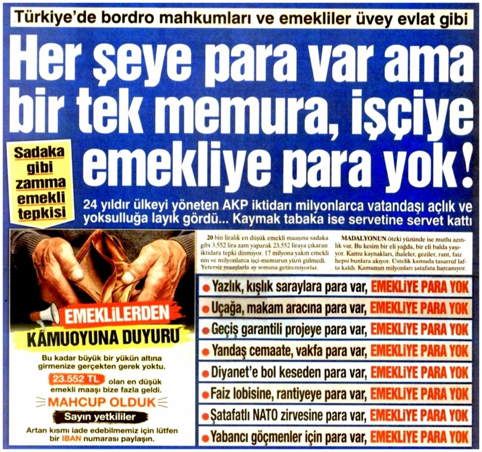 BirDayEmekliler's tweet photo. TURPUN BÜYÜĞÜ EMEKLİNİN HEYBESİNDE SANDIĞI BEKLİYOR: “EMEKLİLERİN ÖFKESİ AMPULÜ PATLATACAK”
#Emekli #SeyyanenZam #İnsancaYaşam
"Emeklilerin de insanlık onuruna yakışır biçimde mutluluk ve huzur içinde insanca yaşayacağı güzel günler kesinlikle gelecek..."
https://t.co/qAzP5iSTIg https://t.co/DP7tH1K7QQ
