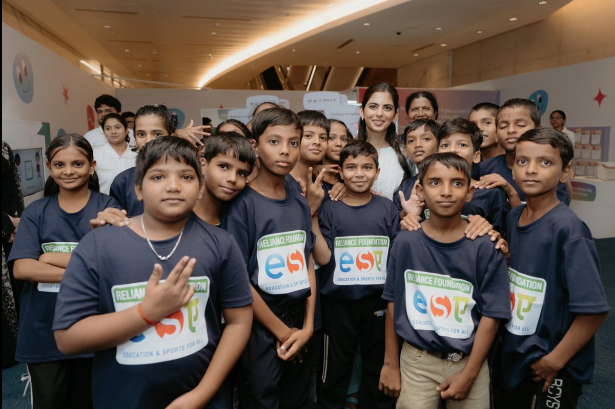 ril_foundation's tweet photo. Ms. Isha Ambani joined children from Reliance Foundation’s Education and Sports for All (ESA) initiative as they explored Emotions Lab at the Nita Mukesh Ambani Cultural Centre (NMACC).

Developed together with Dadu, the Children’s Museum of Qatar, as part of the ongoing partnership between NMACC and Qatar Museums and in collaboration with Reliance Foundation, Emotions Lab focuses on learning through play and transforms conventional spaces into immersive, playful learning environments for children.

#EmotionsLab #NMACCBachpan #FestivalForChildren #NitaMukeshAmbaniCulturalCentre