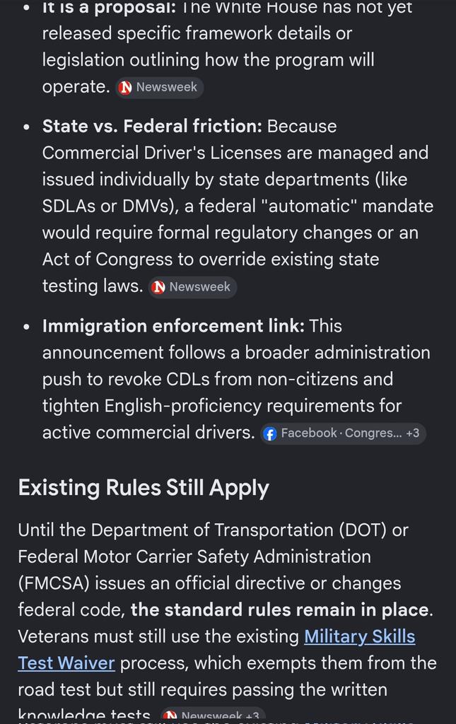 Del_Edwards's tweet photo. @MAGAVoice Wipe your tears. Military personnel have had a path to CDL licensure since 2011. This just is a PROPOSAL, not a law. Releasing the EppFiles is actually a law, and look where we are with THAT. https://t.co/DPUQx4uePe