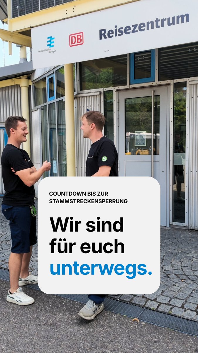 SBahn_Stuttgart's tweet photo. ℹ️Die Stammstrecke macht vom 20. Juli bis 11. September Pause – wir aber nicht!

Verbesserte Busse, eine verständliche Wegeleitung &amp; angepasste Verbindungen sollen euch den Alltag während der Sperrung erleichtern.

Wir wünschen euch eine gute Fahrt!

ℹ️https://t.co/xduObXhZEg https://t.co/gcdPsFA5ku