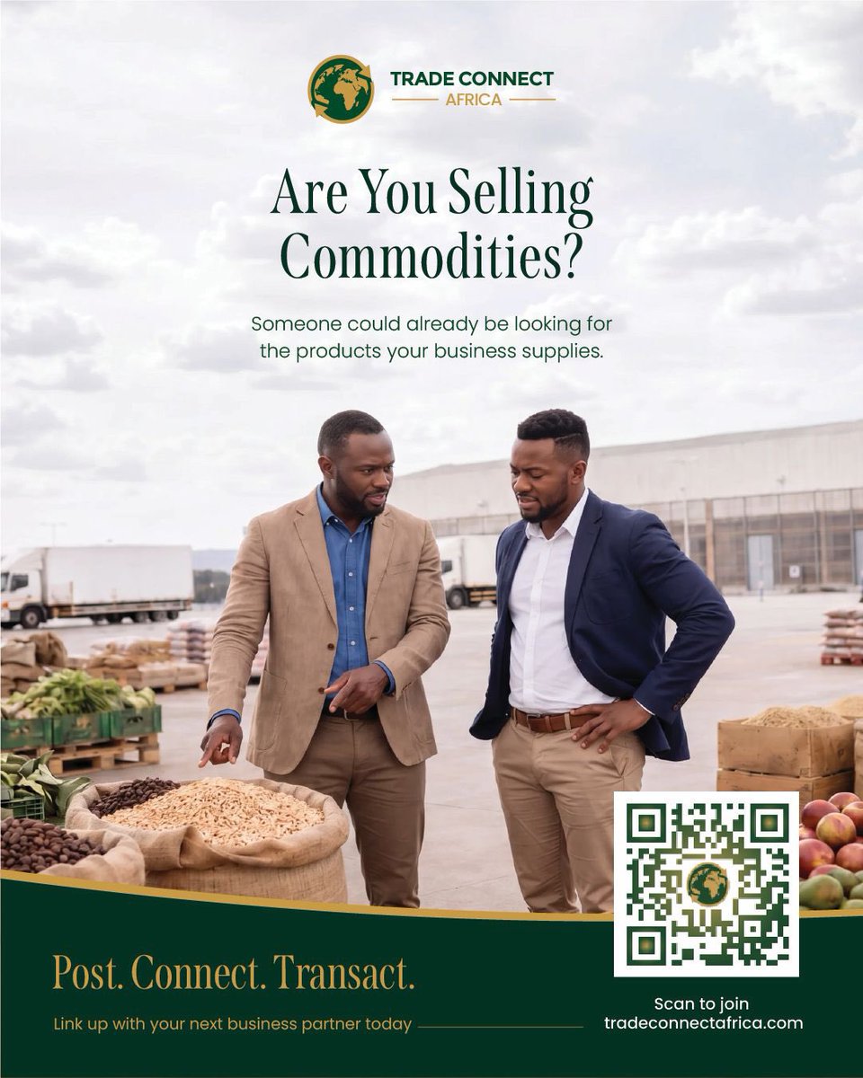Trade_Conn3ct's tweet photo. Are you selling any commodities? Simply create a complete business profile, showcase your products and post a supply opportunity on Trade Connect Africa. https://t.co/KSqpf5CyHp