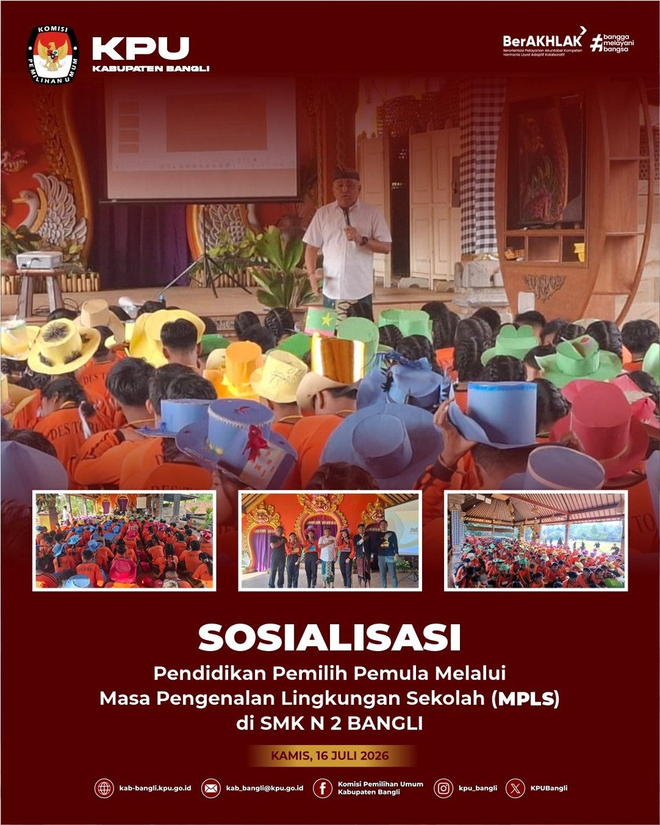 KPUBangli's tweet photo. 🎓🗳️ Siapa bilang anak muda cuma bisa mengikuti tren? Faktanya, Gen Z juga punya kekuatan untuk menentukan arah masa depan Indonesia. https://t.co/Rl9uOkB8Os