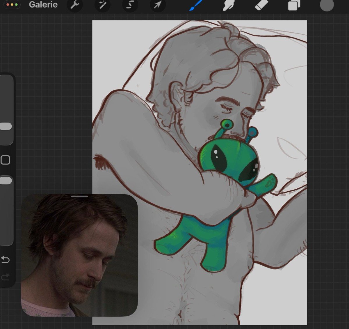 haekichi's tweet photo. self indulgencemaxxing today by drawing lars cuddled up w my favorite plushie https://t.co/31NrYOPYqS