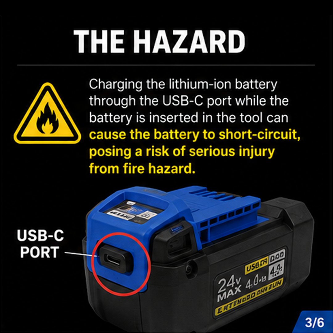 greenworkstools's tweet photo. Reminder: Certain Kobalt 24V &amp; 48V yard power tools with USB-C batteries are being recalled.

Stop charging through the USB-C port while the battery is installed and register for a FREE replacement.

https://t.co/B1dlC28Lfe

@USCPSC #SafetyFirst https://t.co/rAqTh9Cyjo