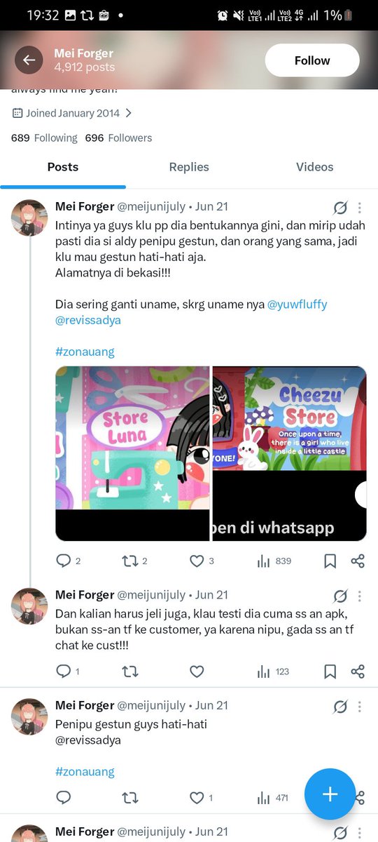 CloverjoyS55342's tweet photo. Ternyata sebelum aku ada juga yg ketipu,ke up setelah aku posting hati2 gaes
#PENIPUGESTUN
#ALDIHESTUN
#DEAGESTUN
#DEEGESTUN
#PLUIMVESS
#KIAGESTUN
#EVVALUFFY
#Zonauang https://t.co/7IOcFUSEVJ
