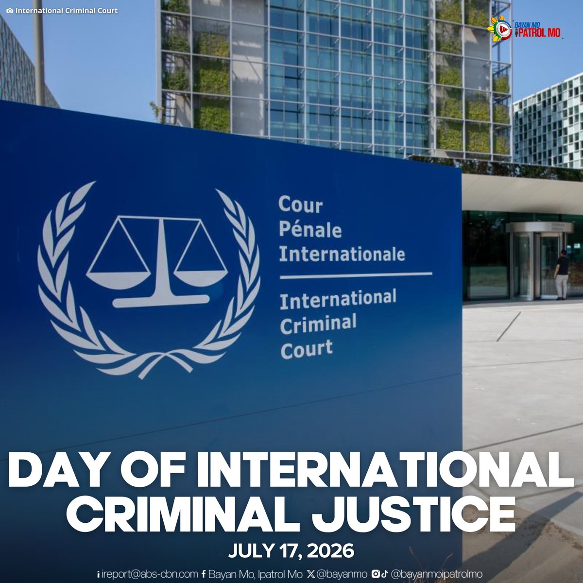 bayanmo's tweet photo. Ang July 17 ay ang Day of International Criminal Justice. Layunin nitong bigyang-diin ang kahalagahan ng pananagutan, rule of law, at pandaigdigang kooperasyon sa pagtugon sa pinakamabibigat na krimen tulad ng genocide, crimes against humanity, war crimes, at crime of aggression. https://t.co/GwiEzHuBLB