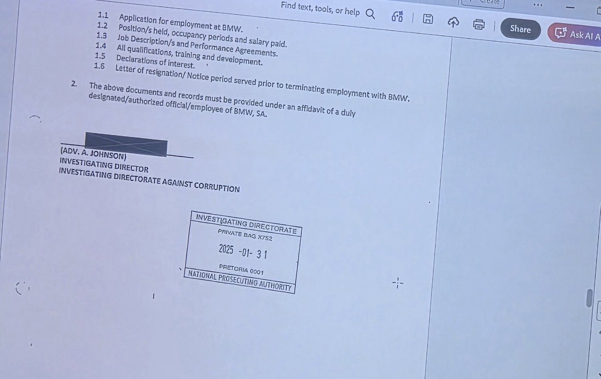 pule_jones's tweet photo. PADAYACHEE QUESTIONED OVER "SNOOPING" AROUND FOR BRIGADIER MOKWELE'S NAME 

Sello reminds Padayachee that the dockets have nothing to do with Brigadier Mokwele - Padayachee agrees. He's asked if Mokwele is only know in the A1-statement (Fadiel Adams affidavit). Padayachee agrees.

Sello suggest for an investigator officer such as Padayachee looking into the matter what would be the logical step to take. 

Sello wants to establish the starting point.

Padayachee says he'd subpoena the documents from crime intelligence on the TSSU post. He says he discovered there was a civilain from BMW. Sello says hed expected Padayachee to request all documents from the National commissioner. Padayachee says that's what he did.

Sello wants to know why the specific documents [pic below] were requested. Sello she can't find anything about Mokwele in the docket. She says remember the target was to establish manipulation. 

Padayachee says they already have details. Sello interjects and asks what she missed in the investigation file. Padayachee says she had the name and surname and therefore requested documents. Sello wants to know when in the docket it says how she acquired them.

Baloyi asks again how Padayachee got the name and where that is seen in the docket. Padayachee says that during the course of the investigation, you speak to people. Baloyi asks if Padayachee spoke to Human Resources and Crime Intelligence.

 Padayachee says it could've been from one of the witness from crime intelligence environment. He says thats not in hes docket. Sello asks on what basis did he determine who to speak too. Padayachee says its people he knows from Crime Intelligence. 

Sello asks why didn't he direct the question to the National commissioner... Padayachee says when you do investigation you speak to people. He says when they got the documents from the National commissioner all they had was her name and they had to investigate further

Sello says Padayachee comes across as though you can snoop around and ignore the national commissioner. She says he could have asked the national commissioner. Padayachee says snooping is part of the investigation, which was dynamic.