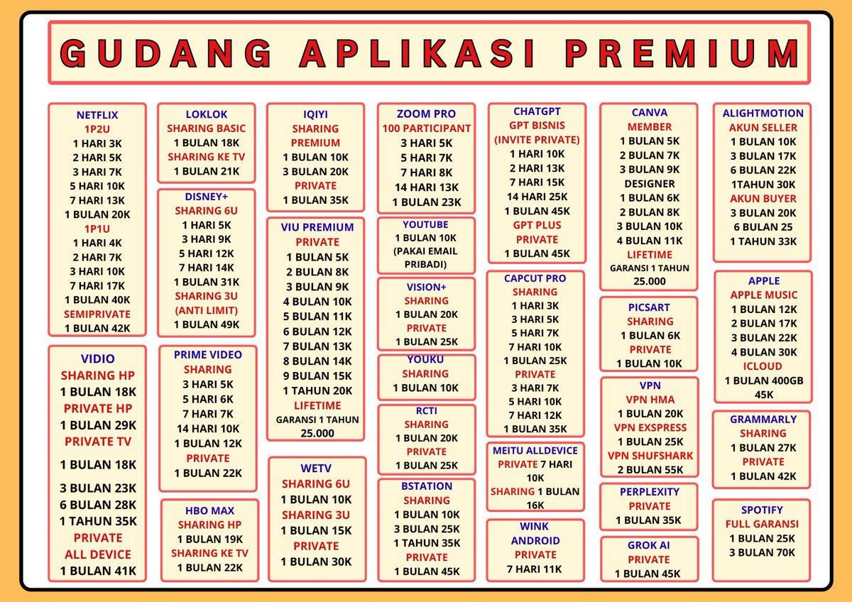 quoerror's tweet photo. WTS WTB MARI BELI JUAL APP PREMIUM PRO DIJAMIN CEPAT RAMAH DAN TERPERCAYA, TANYA DURASI? BOLEH

NETFLIX DISNEY HBO VIU WETV YOUTUBE IQIYI BSTATION YOUKU CAPCUT CANVA MS365 LOKLOK PRIME DLL 

Fastrespon: https://t.co/eiDEETqUDA
#zonauang #zonajajan #netflix #canva 7491639ghs; https://t.co/EPM0D9cqZM