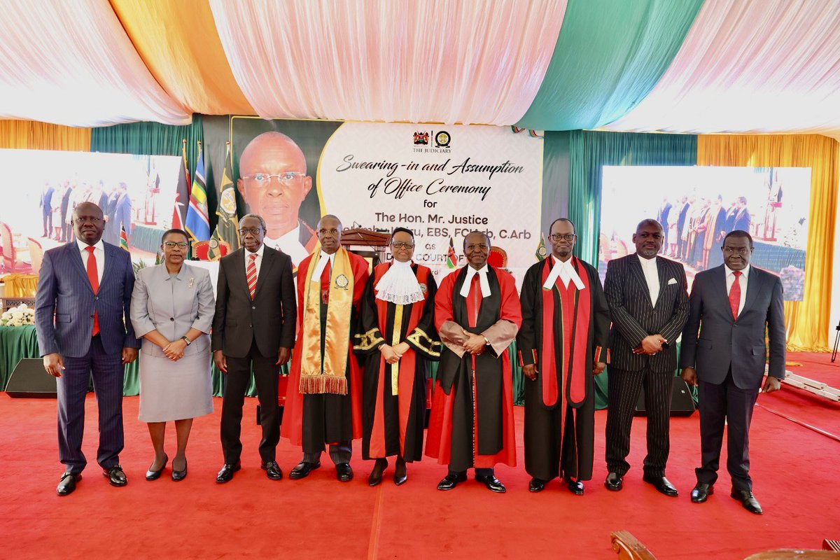 OAmollo's tweet photo. Had the pleasure of attending &amp; speaking at the Swearing-In of the newly elected President of the Court of Appeal, the Hon Justice Stephen Gatembu Kairu, at the CJ’s Garden https://t.co/Rio75RWl4g