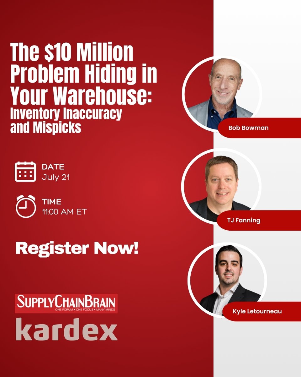 SCBrain's tweet photo. Register Now: https://t.co/TVEL3OBLmv
Inventory errors rarely show up as a line item on a report, but they can quietly drain productivity and damage customer trust. Learn how leading organizations are improving accuracy in this upcoming webinar. #kardex #supplychainbrain https://t.co/0sQvVQNaRb