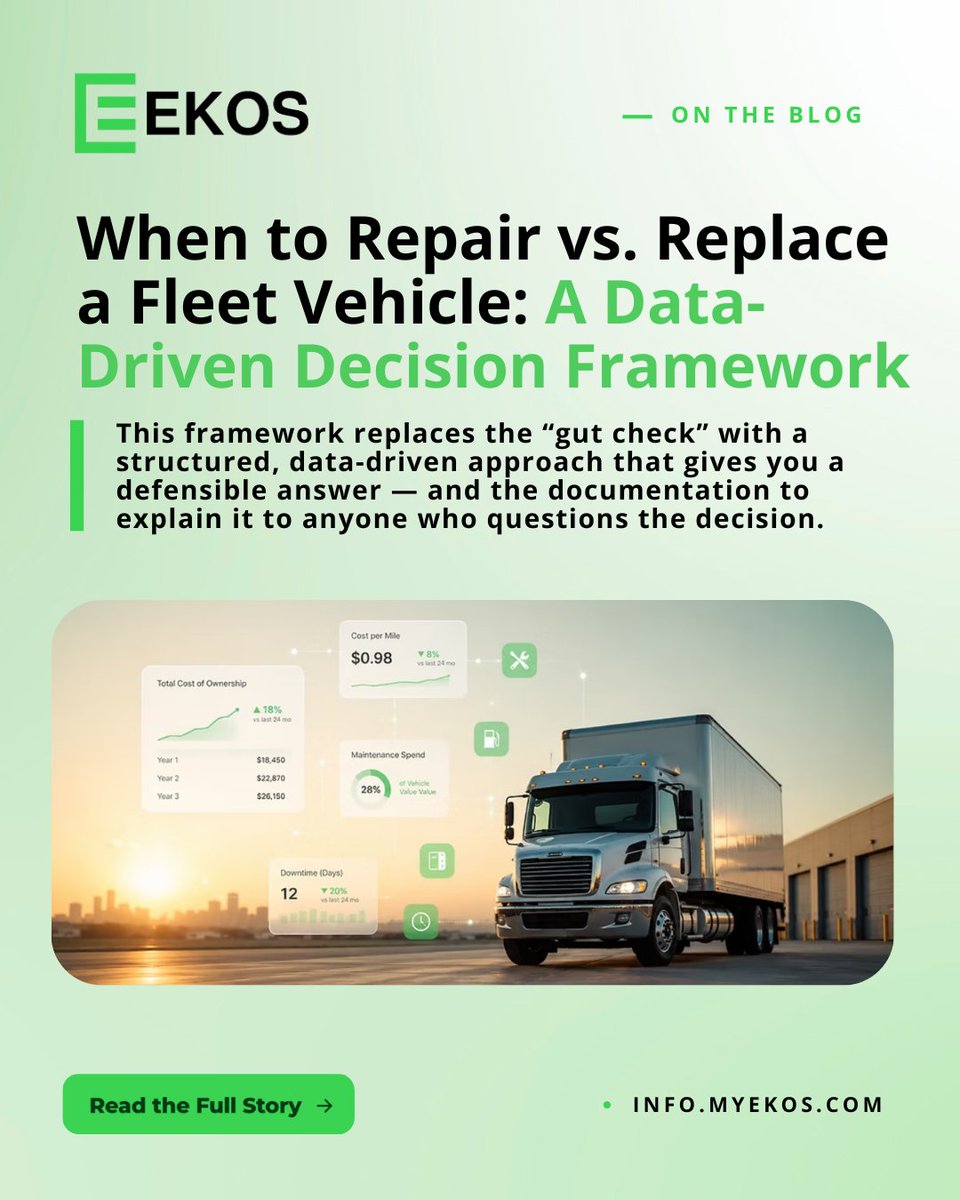 my_ekos's tweet photo. 🔧 Repair or replace? Make the decision with data, not guesswork.

Track maintenance costs, downtime, and vehicle history with EKOS to maximize every fleet asset. 🚛📊

Read more: https://t.co/FF531sdrU1

#FleetManagement #FleetMaintenance #EKOS https://t.co/njwAH0WlI9