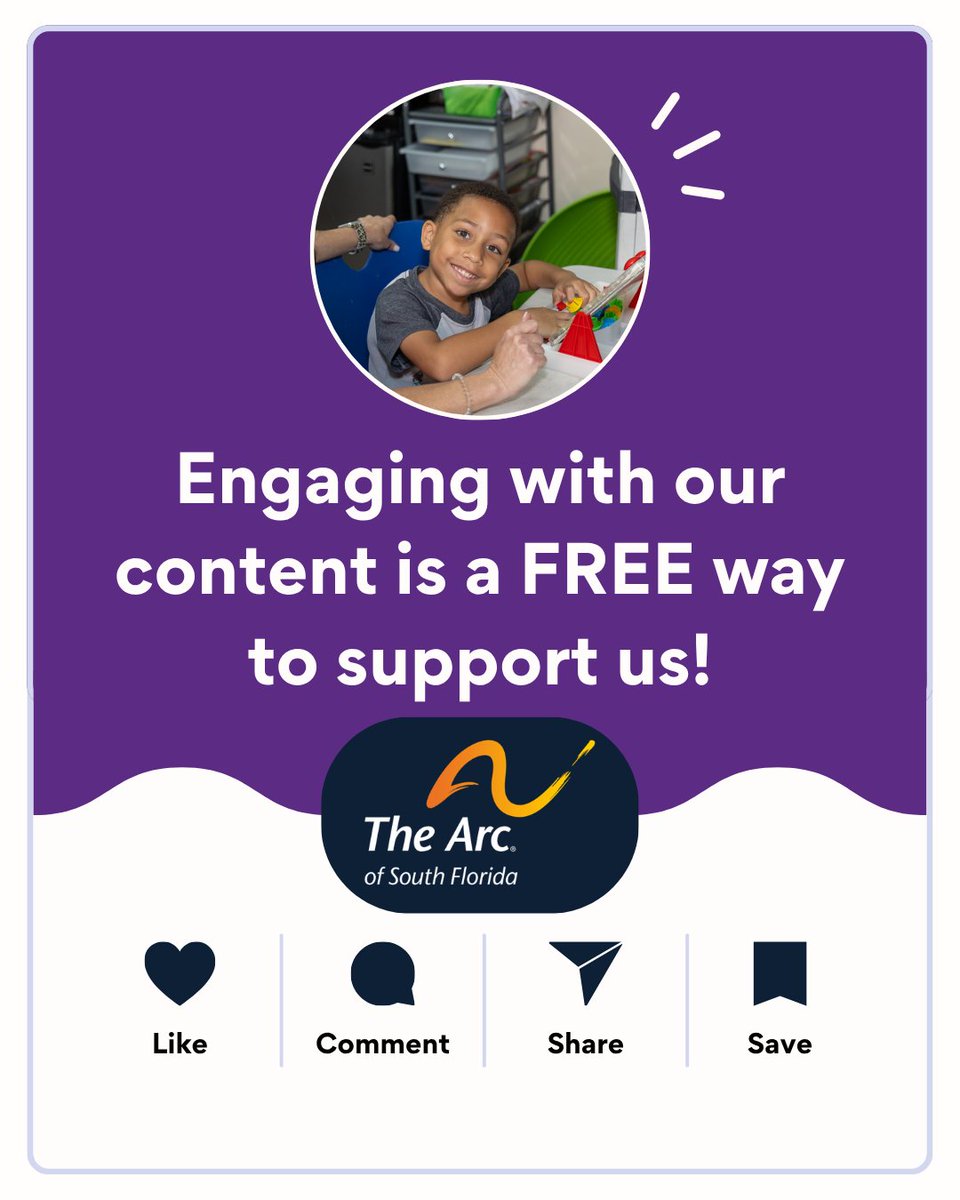 ARCSouthFlorida's tweet photo. Supporting The Arc of South Florida can be as simple as engaging with our content.

Thank you for helping us spread the word. https://t.co/TAX1HCyCJa