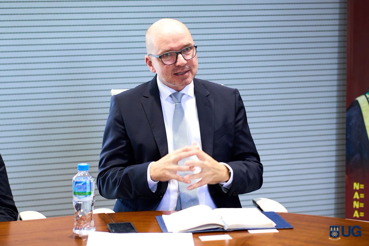 UnivGh_VC's tweet photo. Pleased to welcome H.E. Jürgen Heissel and the Austrian Embassy delegation to the @UnivofGh 

Our discussions focused on deepening academic, research and cultural collaboration while creating more opportunities for student and faculty exchanges between Ghana and Austria. https://t.co/mFEnd9Sc3U