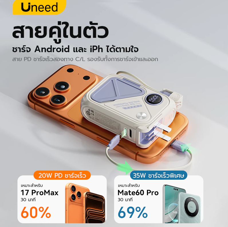Meawpoddai's tweet photo. Power Bank จิ๋ว แต่ชาร์จไวเกินตัว! 🔋 

UNEED Mini Power Bank 20000/30000mAh ชาร์จไร้สายได้ ดูดติดหลังเครื่อง รองรับชาร์จเร็วสูงสุด 35W  เหมาะกับคนใช้มือถือทั้งวัน เสียบชาร์จได้ทันที ไม่ต้องพกสายให้รก ขนาดเล็ก พกง่าย 

เข้าไปดูโปร + โค้ดส่วนลดใน Shopee ได้เลย