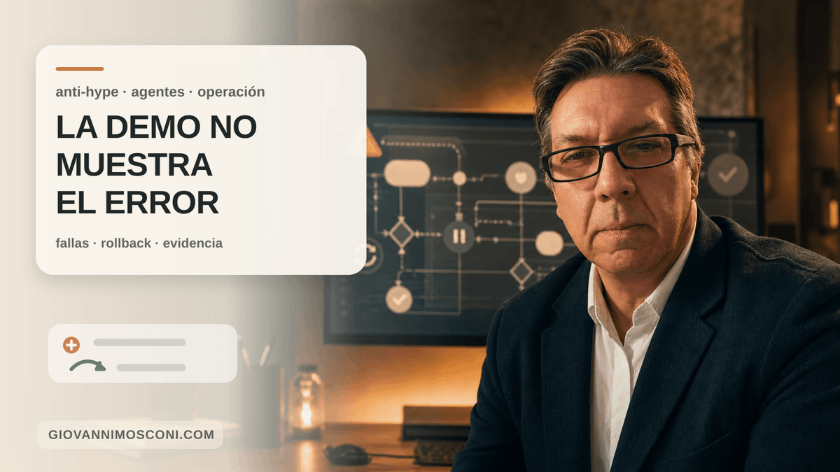 gmosconi's tweet photo. La demo muestra el camino feliz.

El agente entiende.
El workflow corre.
Todo termina limpio.

La operación real empieza con otra pregunta:

qué pasa cuando falla,
quién revisa,
dónde queda evidencia,
y cómo se deshace. https://t.co/vuAHawGwZY