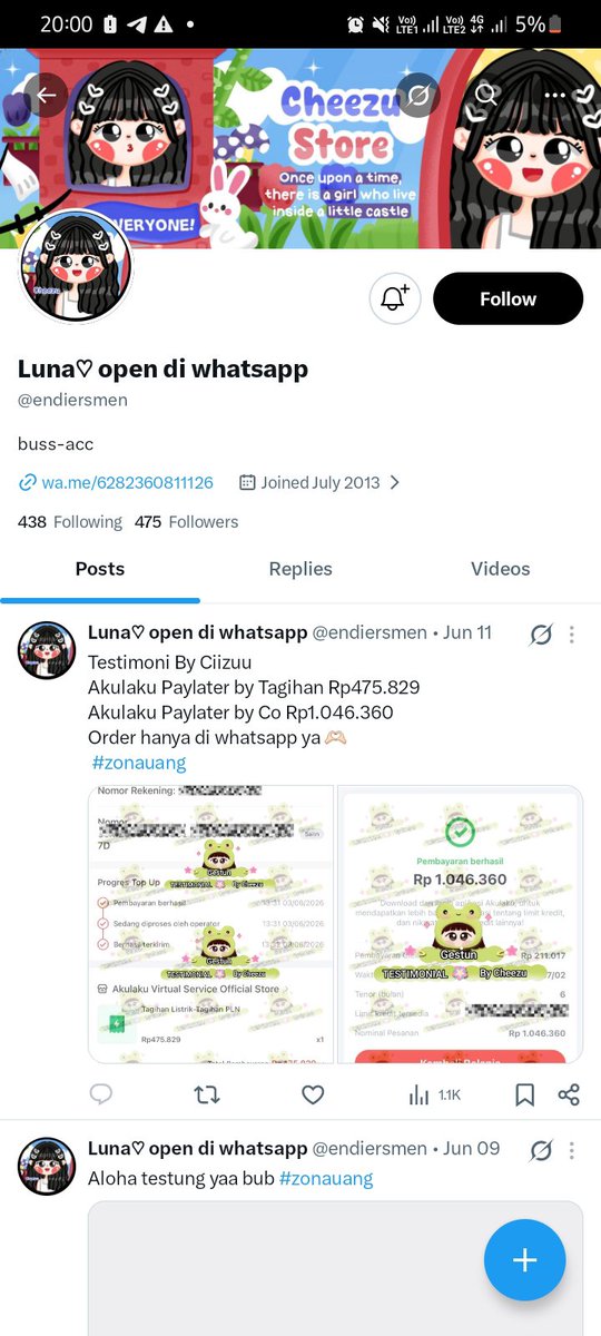 CloverjoyS55342's tweet photo. Yaelah bodoh salah nipu org lu ALDI FAJRI DEA KIA LUMA CIZUU SALAH BESAR GUA BAKAL NEMUIM LU DIMANA PUN
#DEAGESTUN
#KIAGESTUN
#ALDIGESTUN
#FAJRIGESTUN
#DEEGESTUN 
#PENIPUUUUU @endiersmen 
#zonauang #gestun 
085922801988
082360811126
083847813762 https://t.co/YS6Pc2EIxH