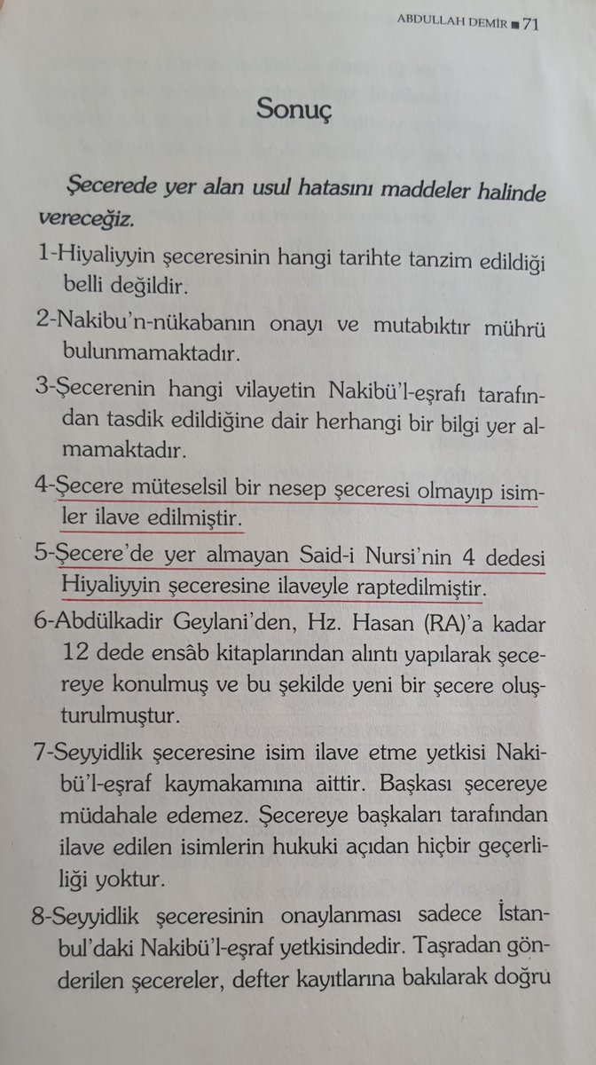 pertew_'s tweet photo. Ahmet Akgündüz nam profesörün Said-i Nursî hk'da uydurduğu seyyidlik şeceresinin sahteliğini maddeler halinde ortaya koyan 2 sayfa. (Kaynak: Osmanlı Belgelerine Göre Said Nursî'nin Seyyidliği Meselesi, Abdullah Demir, Gündönümü Yayınları) https://t.co/0XrtPUCIfY