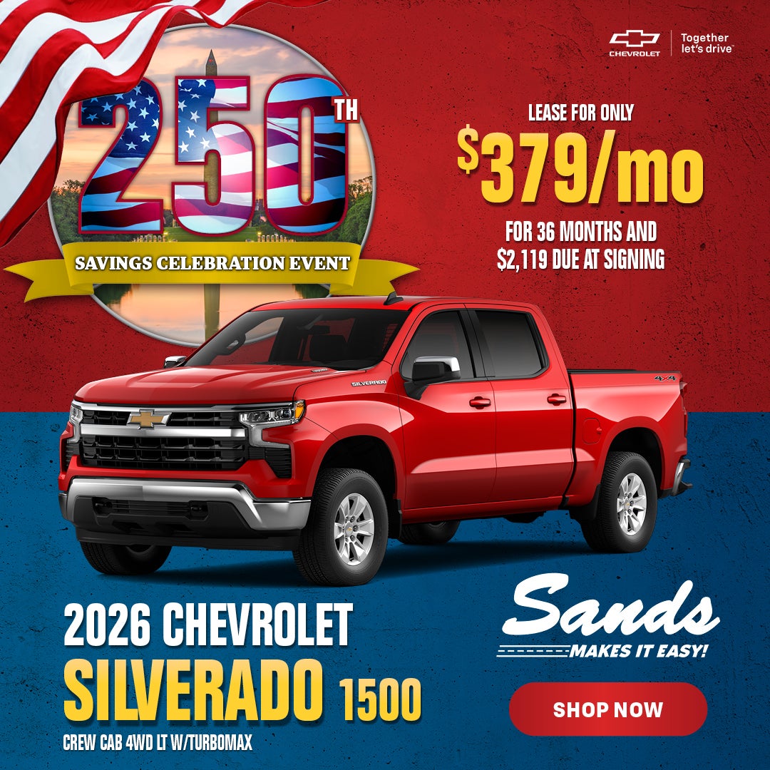 SandsInSurprise's tweet photo. Lease the 2026 Chevrolet Silverado 1500 Crew Cab 4WD LT with TurboMax for just $379/month for 36 months with $2,119 due at signing. #Chevy #Silverado #TruckDeals

Shop For Yours at 👉 https://t.co/uSwcV0kTSC https://t.co/59uLDtURuS