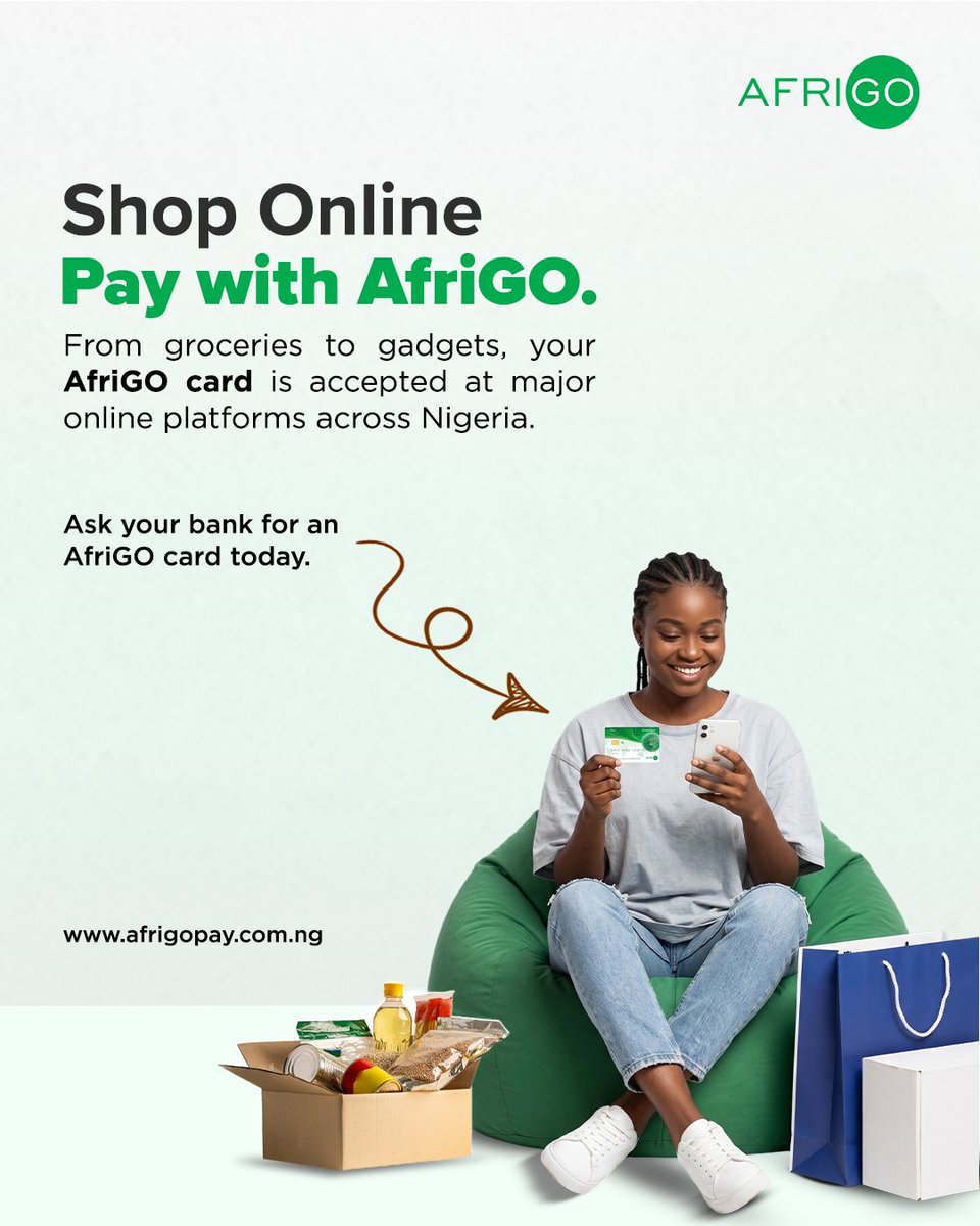 afrigopay's tweet photo. From ATMs to PiggyVest to Chowdeck to Jumia to Flutterwave and Paystack... your AfriGO card no dey rest. Whatever you are paying for, it is already covered.
#AfriGO #DigitalPayments #Fintech https://t.co/2bOzLm75ra
