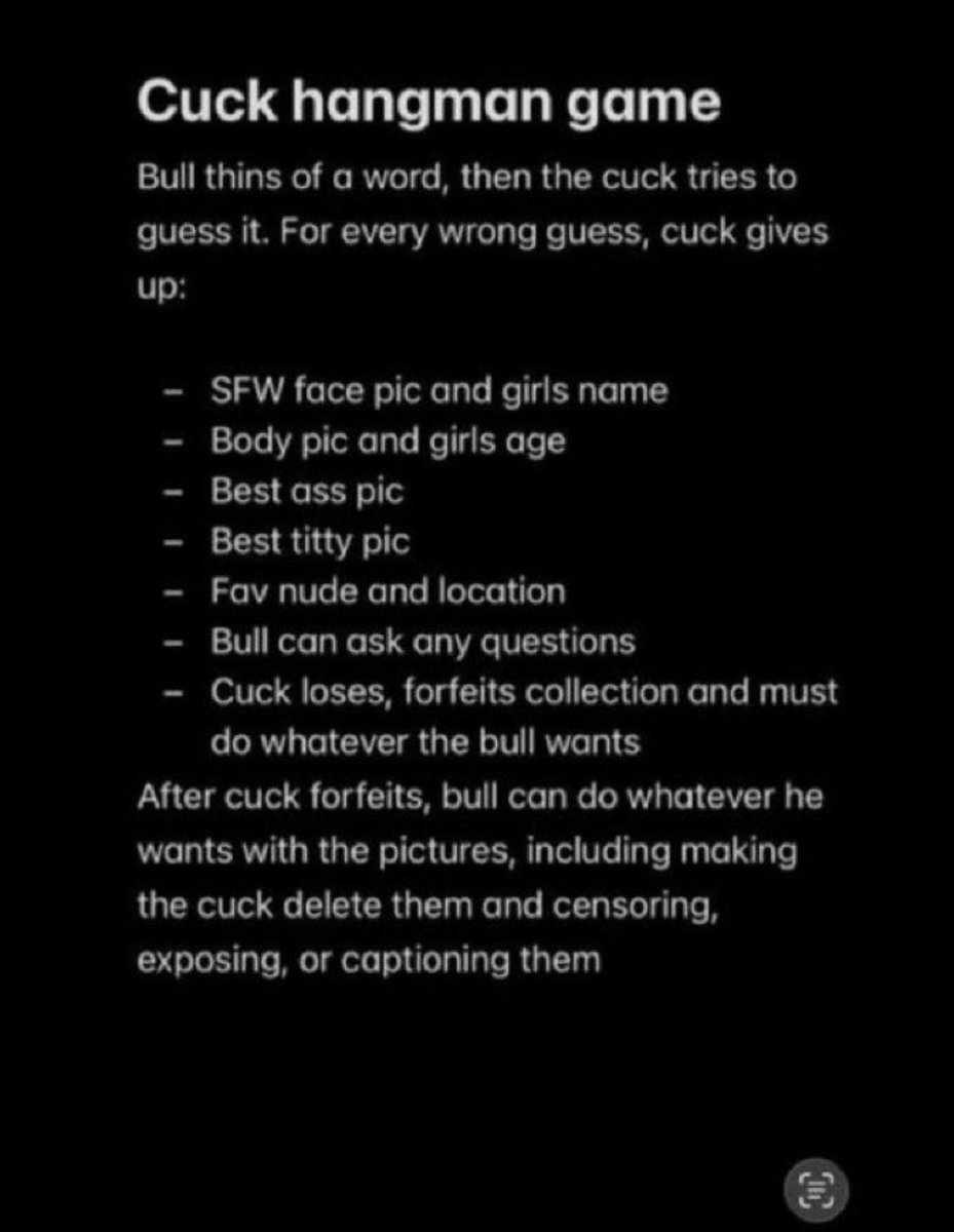Jestsis's tweet photo. Anyone down for cuck hangman? Me as the cuck https://t.co/7xFsF5MT1F