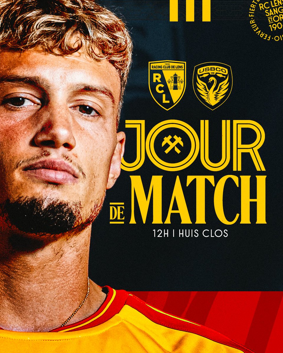 RCLens's tweet photo. #𝐏𝐫𝐞́𝐩𝑨𝒓𝒕𝒐𝒊𝒔, première échéance ⚽️

🆚 @usbco_officiel 
🕛 12h00
📍 La Gaillette Gervais Martel
🎟️ Huis clos

#RCLUSBCO https://t.co/zQZRPiHy0v