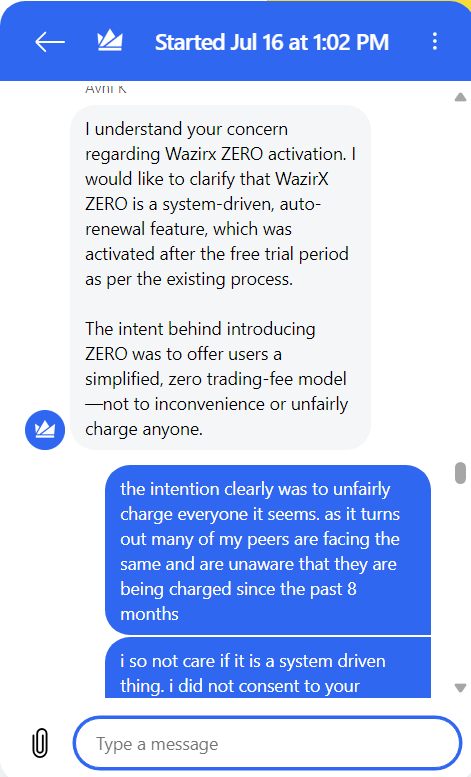 Imtushard's tweet photo. Discovered @WazirXIndia has been slyly draining my crypto wallet for 8 months via "WazirX ZERO" auto enrollment without my consent! Now their support team refuses to refund beyond 3 months. Absolute #scam. Refund the full amount! @NischalShetty @WazirXCares @jagograhakjago #fraud https://t.co/ixqlWdkzzY