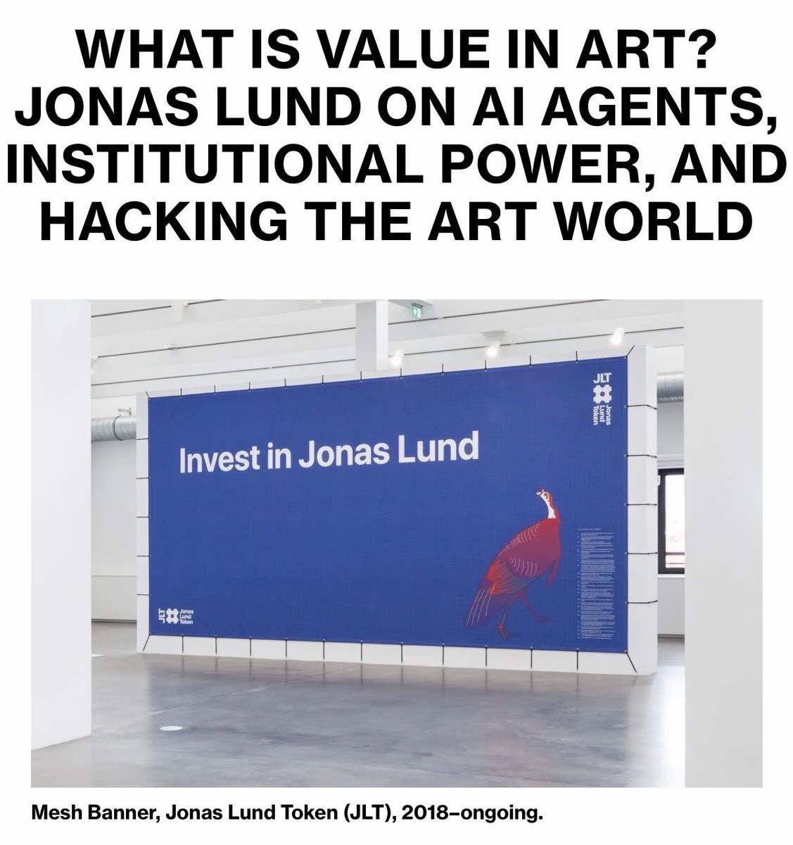 office_impart's tweet photo. “I’m less interested in handing decisions over to systems than in understanding how systems produce decisions.”

A conversation with @jonas_lund on AI agents, institutional power, and the production of value in art.

🙏 @postanika and @sleekmag https://t.co/VxfWyCj789